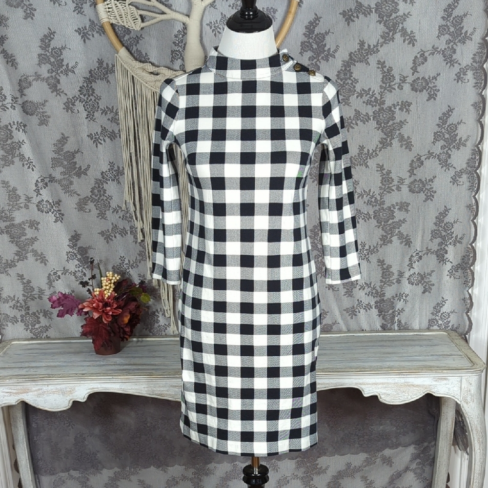Talbots Black and White Checkered Sheath Dress